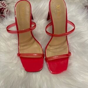 XOXO Vibrant Red Double Strap Heels